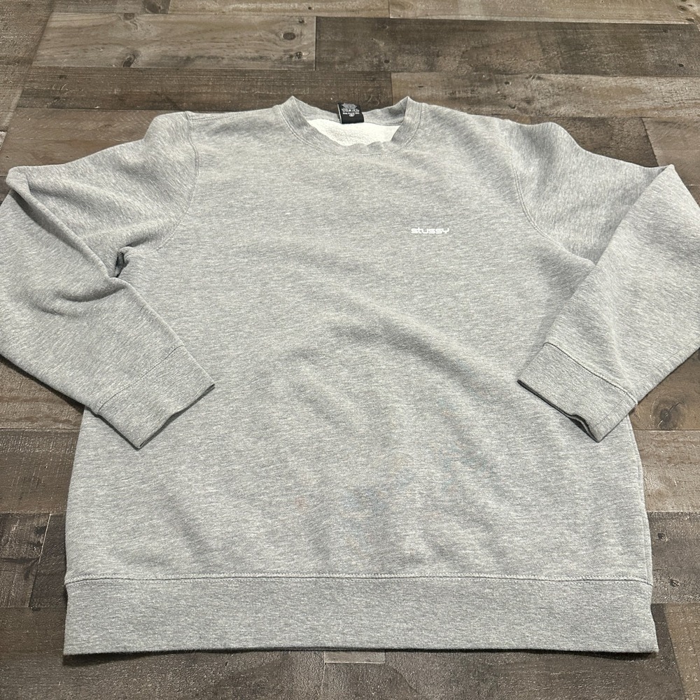 Stussy Logo Dark Grey Pig Dyed Crew Hoodie XXL Pullover